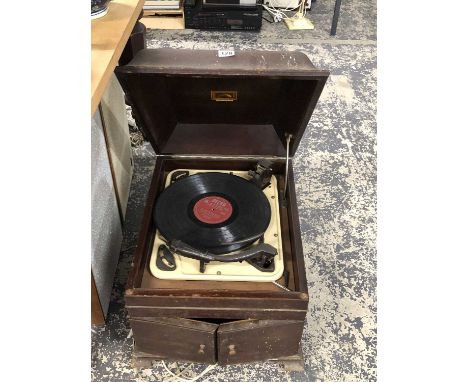 A vintage record player. 