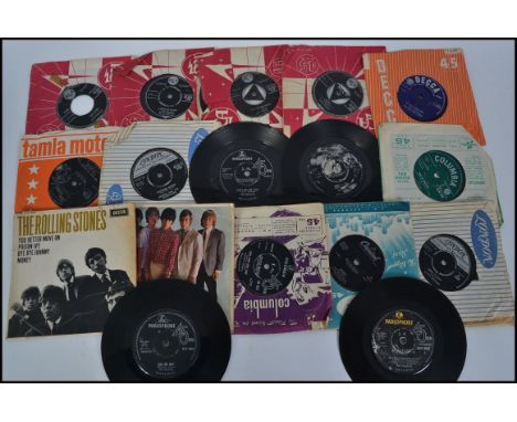 A small collection of 45 rpm vinyl singles and EP's from the 1960's to include The Rolling Stones ' Five By Five '  DFE 8590 