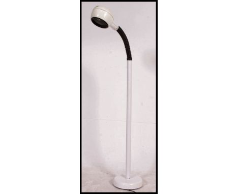 A good vintage retro 1970's  Fagerhults of Sweden designed floorstanding anglepoise lamp, in white with half moon pendant sha