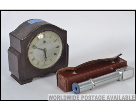 An unusual well engineered polished steel viewing scope / periscope complete in leather case. Together with an Art Deco bakel