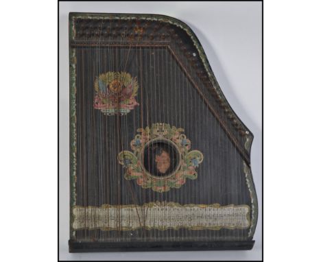 A Victorian ' Paris Exhibition ' 1900 model ebonised Zither - Auto harp musical instrument.