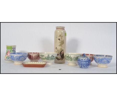 A vintage 20th century Poole pottery vase together with a Torquay ware / mottoware dish, dutch finger bowls, Chinese vase wit