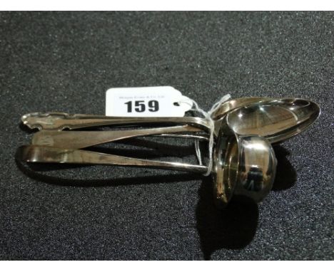 A Silver Toddy Ladle Together With Three Silver Teaspoons