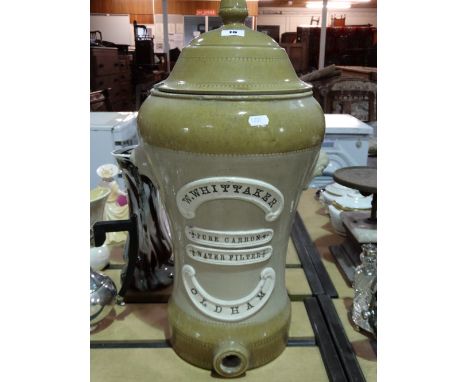 A Stone Ware Water Filter Jar Marked W Whittaker, Oldham