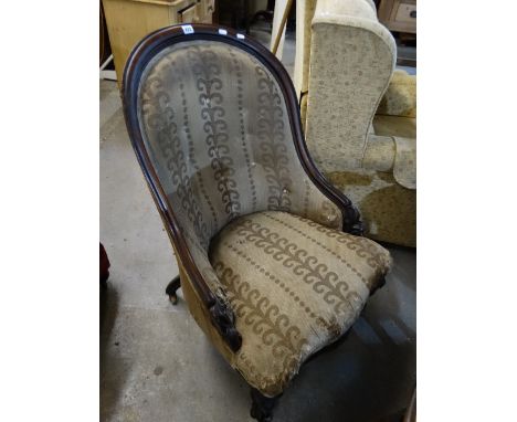 A 19th Century Button Back Ladies Chair With Serpentine Front