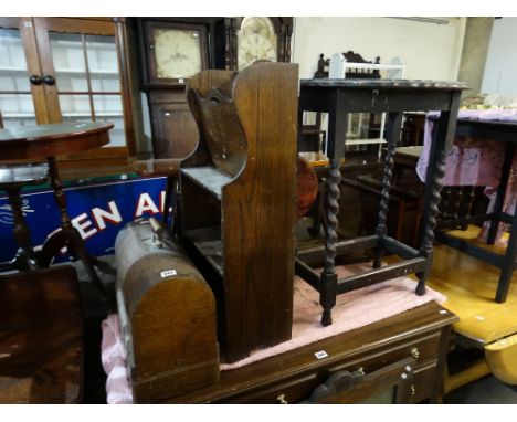 A Cased Sewing Machine, An Occasional Table And Magazine Book Shelf Etc