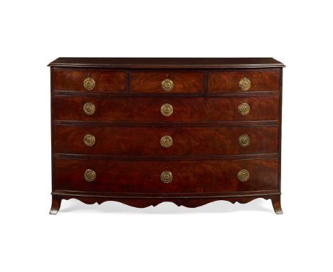 REGENCY LARGE BOWFRONT CHEST OF DRAWERS EARLY 19TH CENTURY the top with a moulded edge over three short and three long gradua