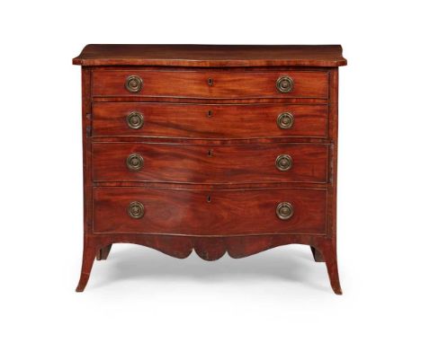 LATE GEORGE III MAHOGANY SERPENTINE CHEST OF DRAWERS LATE 18TH CENTURY the serpentine top with canted forecorners, above four