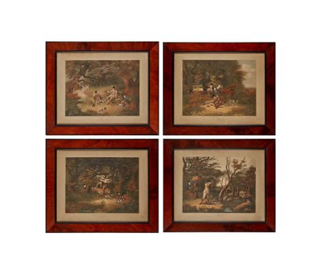 AFTER CHARLES DEAN WOLSTENHOLME THE ELDER FOUR EARLY 19TH CENTURY AQUATINT ENGRAVINGS Shooting scenes, plates 1-4, engraved b
