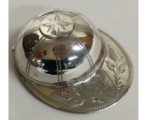 A rare George III 18th Century silver caddy spoon in the form of a jockey cap. Birmingham 1798. By John Thornton.  Approx. 7 