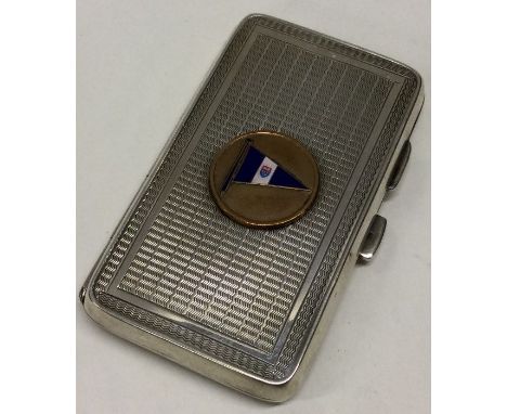 OF NAUTICAL INTEREST: A silver engine turned card case. Birmingham 1928. By John Rose. Approx. 75 grams. Est. £150 - £200.