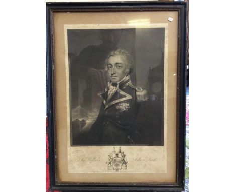 A selection of six various portrait prints together with a watercolour. Est. £20 - £30.