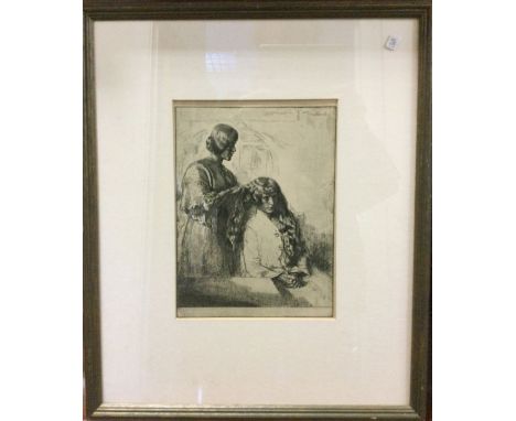A framed and glazed lithograph print. Approx. 15 cms x 21 cms. Est. £30 - £40.