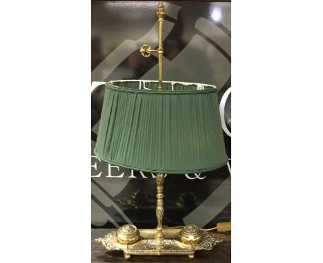 A large brass mounted lamp together with matching shade. Est. £30 - £40.