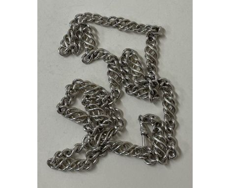 A heavy silver fancy-link necklace. Approx. 78 grams. Est. £40 - £60.