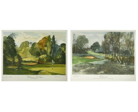 § Ernest Greenwood PRWS (British, 1913-2009) Wentworth looking towards the 18th green, East Course, May 1954 hand-signed in p