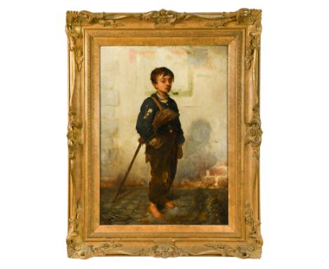 Paul Hagelstein (Danish, 1825-1868) Study of a young chimney sweep smoking a pipesigned lower right 'Paul Hagelstein / Bruxel