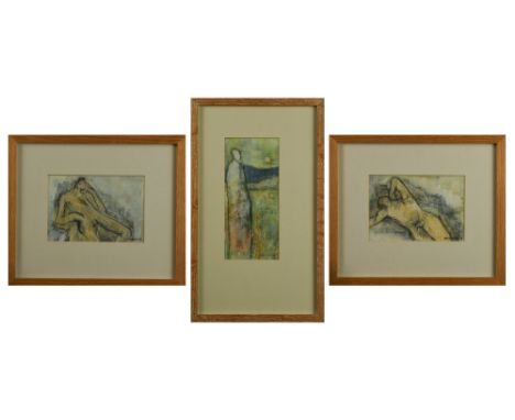 Beverley Peter Meyers (British, 1949-2016) A group of three figure studieseach variously signed and datedmixed media11 x 18cm