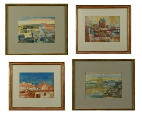 Beverley Peter Meyers (British, 1949-2016) A group of four works depicting cityscapes and landscapesvariously signed and date