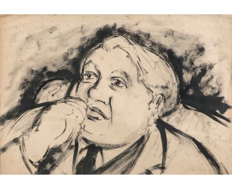 § Alan Lowndes (British, 1921-1978) Portrait of Charles Laughtonsigned 'Alan Lowndes' (lower right)ink37 x 53cmProvenance: Th