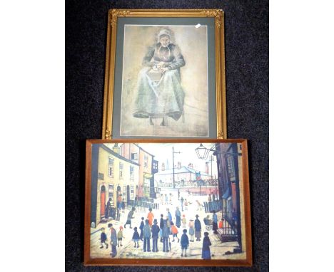 An L. S. Lowry print titled 'A Procession' together with a further gilt framed print.