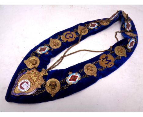 An RAOB sash with enamelled decorations 