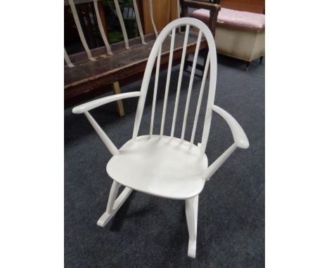 A painted Ercol elm and beech rocking chair.