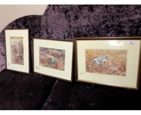 After Keith Proctor : North Tyne Hound, colour print, signed in pencil, 29 x 19 cm, together with two further colour prints b