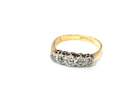 An 18ct gold and platinum five-stone diamond ring, size K CONDITION REPORT: 2.4g