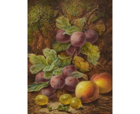 OLIVER CLARE oil on panel - typical study of wild fruit in a natural habitat, signed & dated 1918, 29.5 x 22cms