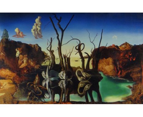 SALVADOR DALI limited edition (1/75) gouttelette print - entitled 'Swan Reflecting Elephants', with certificate, 63 x 94cms