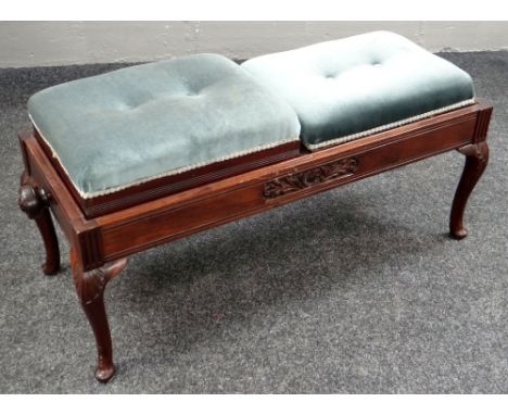 A RISE & FALL MAHOGANY DUET MUSIC STOOL with winding mechanism, by Brooks Limited London, 106cmscondition report:There is no 