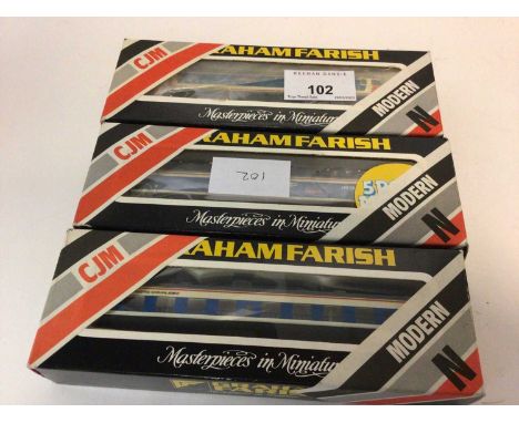 CJM Graham Farish N gauge Network Southeast Diesels "County of Norfolk" 47 582, "Royal Oak" 50 017, plus coach, all boxed (3)