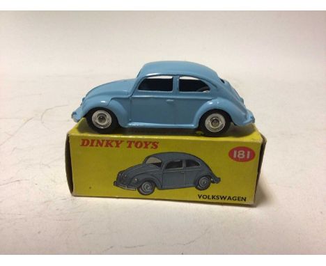 Dinky Volkswagon No 181 in 3 different colourways, Airforce Blue, Light Blue &amp; Grey, all in original boxes (3)