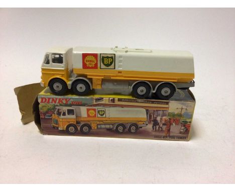 Dinky Airport Fire Tender with flashing lights No.276, Refuse Wagon No. 978 and Shell BP Fuel Tanker No.944, all boxed