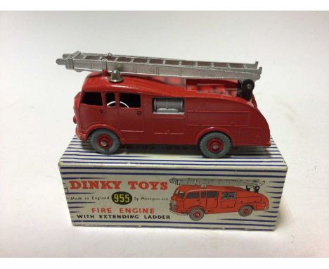 Dinky Supertoy Turntable Fire Escape No 956, Fire Engine with extending ladder No 955 both in original boxes (2)