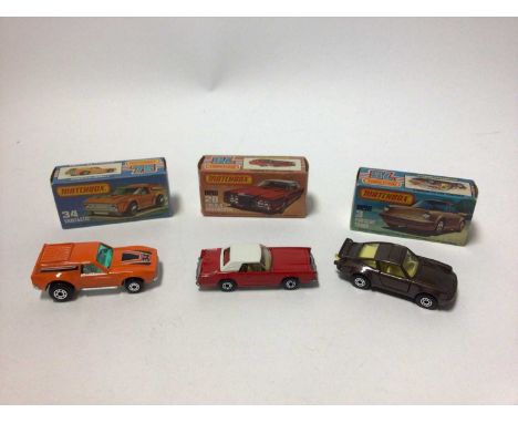 Matchbox 1-75 Series Superfast models No.72 Hovercraft, no.46 Stratcha Fetcha Ambulance, No.55 Mercury police car, No.15 Fork