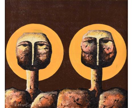 ARR Rudolf Krivos (Slovakian 1933-2020) Dvaja Proroci, Figurative composition, signed and dated '09 lower left, mixed media o