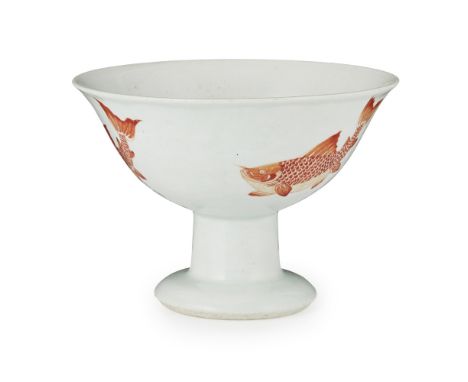 IRON RED DECORATED STEM BOWLZHONG YA TANG ZHI MARK, KANGXI PERIOD sturdily potted with steep rounded sides rising to a flared