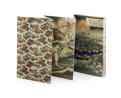 ALBUM OF WOODBLOCK PRINTS DEPICTING THE RUSSO-JAPANESE WARVARIOUS ARTISTS, 1904 comprising a total of thirteen woodblock prin