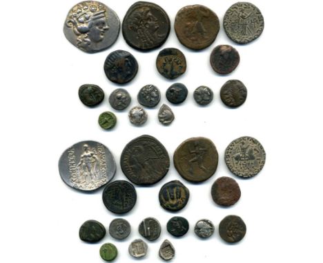 Greek coins, comprising  fractional silver (5) of Kios, Lampsacus, Miletus, Caunus and Masikytes; Danubian tetradrachm of Tha