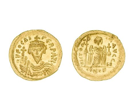 *Phocas (602-610), solidus, facing bust, rev., angel; officina Z, 4.47g (DO 5; S. 618), extremely fine