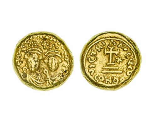 *Heraclius, globular solidus, Carthage, two facing busts, rev., cross on steps; to right, star; officina Θ, 4.46g (MIB 90; S.