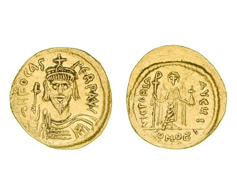 *Phocas, solidus, facing bust, rev., angel; officina I, 4.47g (DO 10; S. 620), very fine