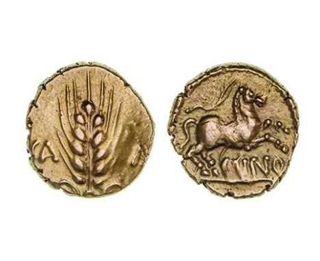 *Ancient British, North Thames Region, the Catuvellauni and Trinovantes, Cunobelinus (c. AD 8-41), classic type gold stater, 