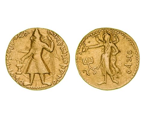 *India, Kushan, Kanishka I (c. 127-151), gold dinara, main mint (Balkh?), early phase, king standing as on previous lot, rev.