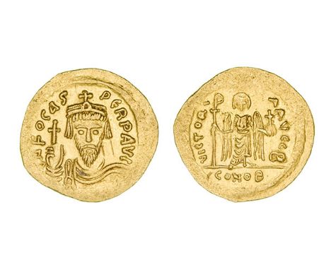 *Phocas, solidus, facing bust, rev., angel; officina B, 4.33g (DO 5; S. 618), very fine