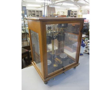 Mahogany and glazed cased Webb chemist scales