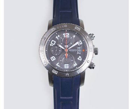   Hermès  Herren-Armbanduhr 'Chronograph Clipper'  Edelstahl und Titan. Automatik, Chronograph. Datumsfenster, kleine Sekunde