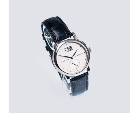  A. Lange &amp; Söhne gegr. 1845 in Glashütte Weißgold Herren-Armbanduhr &nbsp;'Saxonia'Um 2000. 18 kt. WG, gest. Handaufzug.